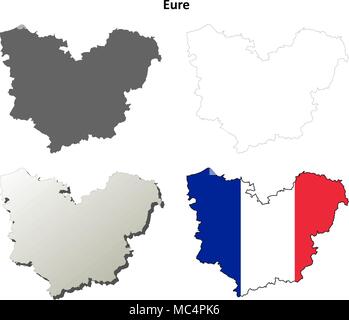 Eure, Haute-Normandie Umriss Karte gesetzt Stock Vektor