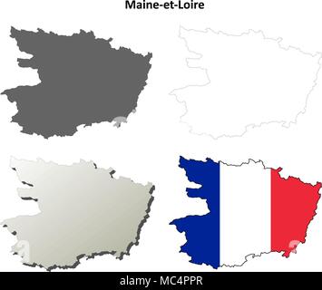 Maine-et-Loire, Pays De La Loire Umriss Karte gesetzt Stock Vektor