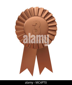 Dritten Platz Bronze Award Ribbon isoliert Stockfoto