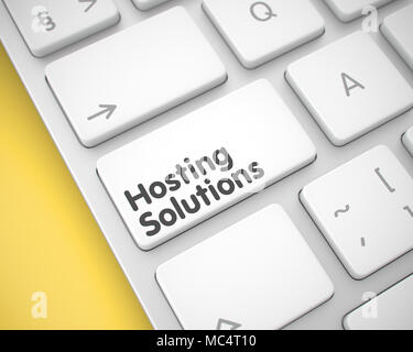 Lösungen Hosting auf Weiße Tastatur drücken. 3D. Stockfoto