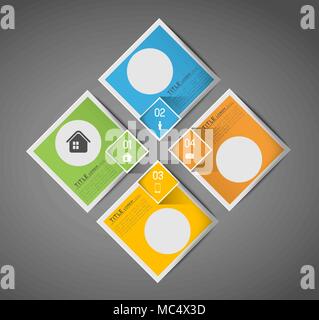 Infografik Vorlage Banner mit der Option Schritte und Schatten Stock Vektor
