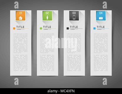 Infografik Vorlage Banner mit der Option Schritte und Schatten Stock Vektor