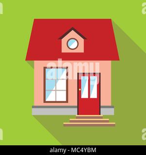 Kleine rosa Haus Symbol, flacher Stil Stock Vektor