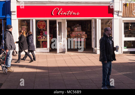 Die Clintons Karten shop shop in Bury St. Edmunds, Suffolk, England, Großbritannien, Großbritannien Stockfoto