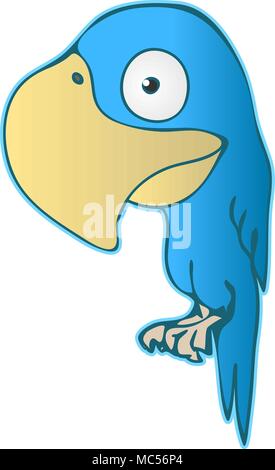Blau cartoon parrot Vektor-illustration, isoliert, vertikal Stock Vektor