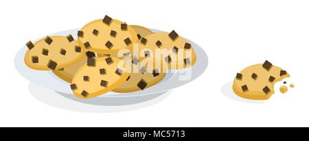 Cookies platte Snacks, Vektor Cartoon Illustration Design Element horizontal, über Weiß, isoliert Stock Vektor