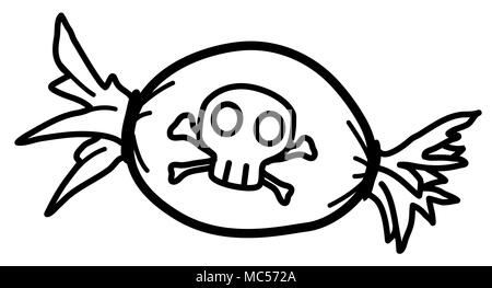 Tödliche candy stilisierte Schablone schwarz, Halloween Vektor-illustration, horizontal, isoliert Stock Vektor
