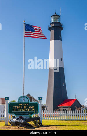 Tybee Island Lighthouse auf Tybee Island in Georgien, ist der "Stolz von Georgien" genannt - es wurde 1867 erbaut und hat eine Fresnellinse. Stockfoto