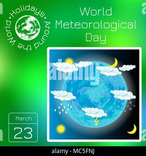 Kalender. Urlaub rund um die Welt. Ereignis des Tages. Grüne blur Hintergrund - Name, Datum, Abbildung. Für Zeitschriften, Websites, Bildungs- und Ent Stock Vektor