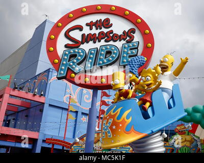 Die Simpsons Ride in den Universal Studios in Kalifornien Stockfoto