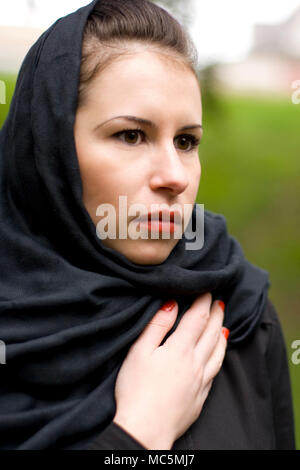 Closeup Portrait von Untröstliche Witwe Stockfoto