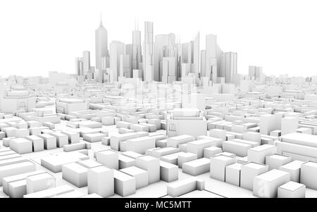 Abstrakte schematische 3D-Rendering für eine moderne Stadt Stockfoto