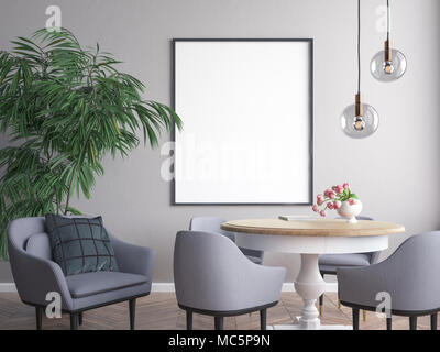 Mockup Poster im Innenbereich 3-D-Abbildung von einem modernen Design Stockfoto