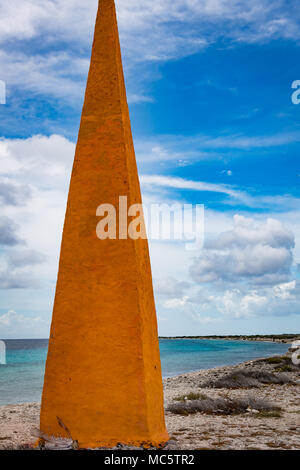 Das historische Alt-Markierung auf der Insel Bonaire, Niederländische Antillen Stockfoto