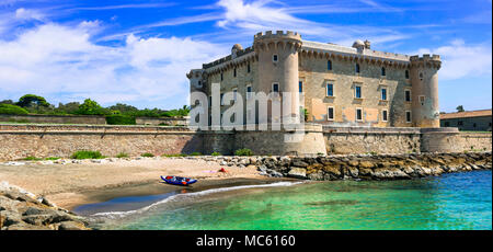 Schönen mittelalterlichen Burg auf dem Meer, Schloss Odescalchi, Palo, Ladispoli, Latium, Italien. Stockfoto