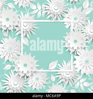 Papier Schnittblumen - moderne Vektor bunte Illustration Stock Vektor