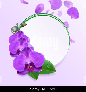 Banner mit lila Orchideen auf einen hellen Hintergrund Stock Vektor