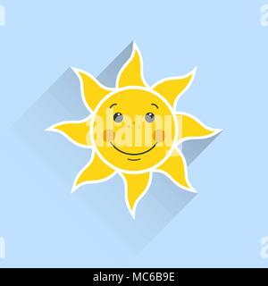 Lächelnde Sonne auf einem blauen Hintergrund Stock Vektor