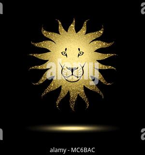 Stilisierten Löwenkopf auf schwarzem Hintergrund Stock Vektor