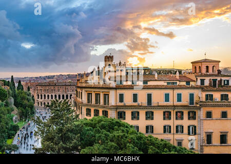Luftaufnahme Stadtbild Blick vom Aussichtspunkt an der Oberseite des Campidoglio in Rom, Italien Stockfoto