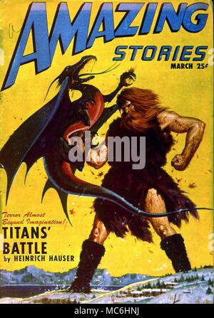 Monster. Abdeckung der erstaunlichen Geschichten, eine amerikanische Science-Fiction-Comic. Illustration von Jones .1947 Stockfoto