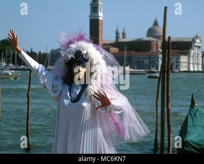 Masken - Karneval in Venedig. Masken und achtzehnten Jahrhundert Karneval Kostüme in Venedig Stockfoto