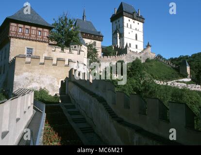 Karlstein Schloss, von Karl IV. von Böhmen als esoterisches Zentrum gebaut Stockfoto