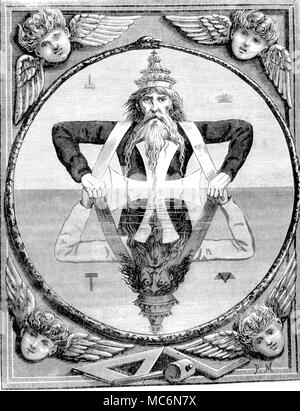 Magische Symbole eine Burleske der Annahme des Makrokosmischen Symbol von Eliphas Levi in Freimaurerischen Kreisen wird diese nie wirklich geschah, der Text ist weit von Gelehrten aus dem Lyons Edition von Le Diable Au XIXe Siecle 1860 Stockfoto