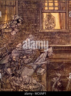 Abbildung ["die Luft war mit Phantomen'] von Arthur Rackham's Version von Dicken's 'A Christmas Carol', 1915 gefüllt. Stockfoto