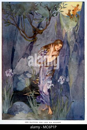 Der griechischen Mythologie. Echo haunting Narzisse, aus Liebe. Abbildung von Helen Stratton, 1915, für "ein Buch der Mythen' Stockfoto