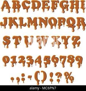 Caramel Alphabet auf weißem Hintergrund Stock Vektor