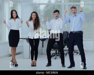 Porträt eines siegreichen Business Team Stockfoto