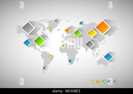 Infografik Karte Vorlage mit bunten Quadraten Stock Vektor