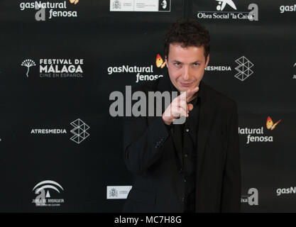 Malaga, Spanien. 13 Apr, 2018. Spanische Schauspieler Vito Sanz stellt auf der Photocall innerhalb des Cervantes Theater bei der Eröffnung der 21. Internationalen Filmfestspiele, Malaga in Malaga. Credit: Jesus Merida/SOPA Images/ZUMA Draht/Alamy leben Nachrichten Stockfoto