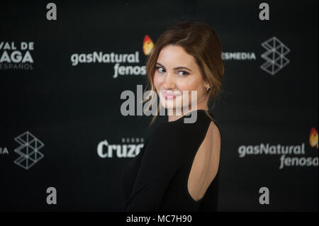 Malaga, Spanien. 13 Apr, 2018. Spanische Schauspielerin Ivana Baquero stellt auf der Photocall innerhalb des Cervantes Theater bei der Eröffnung der 21. Internationalen Filmfestspiele, Malaga in Malaga. Credit: Jesus Merida/SOPA Images/ZUMA Draht/Alamy leben Nachrichten Stockfoto