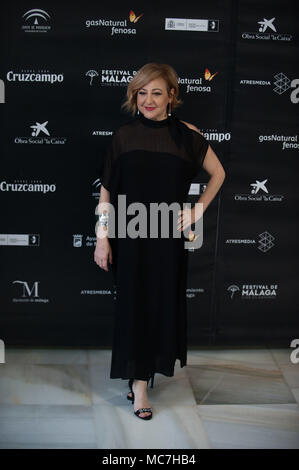 Malaga, Spanien. 13 Apr, 2018. Spanische Schauspielerin Carmen Machi stellt auf der Photocall innerhalb des Cervantes Theater bei der Eröffnung der 21. Internationalen Filmfestspiele, Malaga in Malaga. Credit: Jesus Merida/SOPA Images/ZUMA Draht/Alamy leben Nachrichten Stockfoto