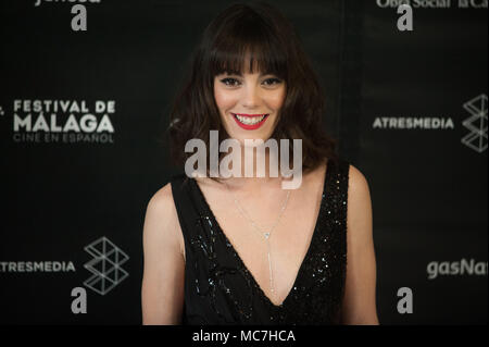 Malaga, Spanien. 13 Apr, 2018. Spanische Schauspielerin Vicky Luengo stellt auf der Photocall innerhalb des Cervantes Theater bei der Eröffnung der 21. Internationalen Filmfestspiele, Malaga in Malaga. Credit: Jesus Merida/SOPA Images/ZUMA Draht/Alamy leben Nachrichten Stockfoto