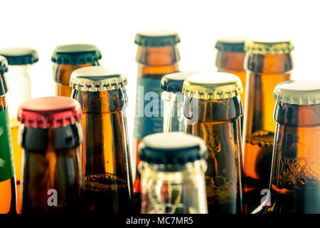 Sammlung von kleine unabhängige Brauerei Handwerk Biere in Flaschen Stockfoto