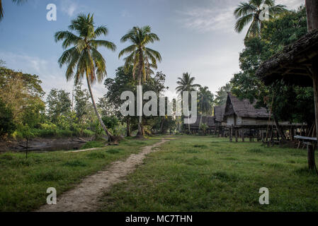 Swagup Dorf Insekt Menschen mit hölzernen Pfahlbauten, oberen Sepik, Papua-Neuguinea Stockfoto