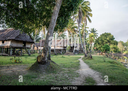 Swagup Dorf Insekt Menschen mit hölzernen Pfahlbauten, oberen Sepik, Papua-Neuguinea Stockfoto