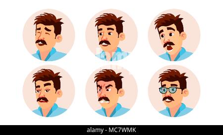 Italienischen Mann Avatar Vektor. Kreative italienische Mann Gesicht, Emotionen. Charakter. Cartoon Illustration Stock Vektor