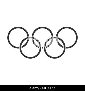 Olympischen Spiele ringe Vektor Icon im flachen Stil. Olympiade symbol Abbildung auf weißem Hintergrund isoliert. Olympische Konzept. Stock Vektor