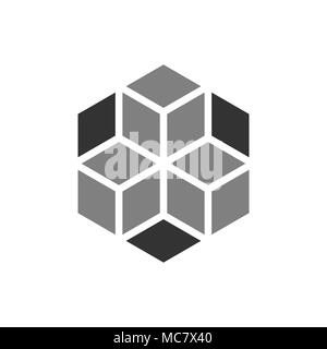 Blockchain Technologie vektor Icon im flachen Stil. Kryptographie cube block Abbildung. Blockchain Algorithmus Konzept. Stock Vektor