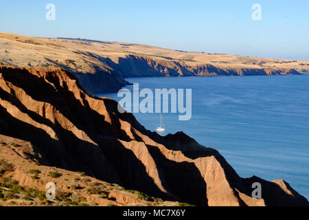 Blick nach Süden nach Westen entlang der Fleurieu Peninsula von der Stadt Sellicks Beach, in der Nähe von Adelaide in South Australia Stockfoto