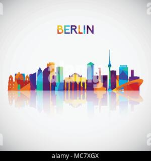 Berliner Skyline Silhouette in bunten geometrischen Stil. Symbol für Ihr Design. Vector Illustration. Stock Vektor