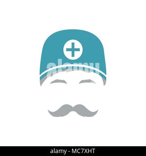 Portrait von Sanitäter Mann in hat. Vector Illustration. Stock Vektor