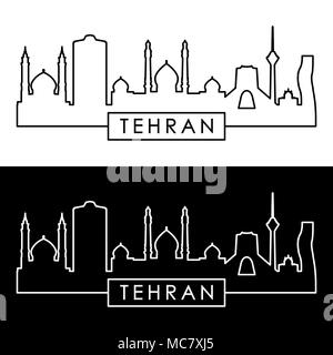 Teheran Skyline. Lineare Stil. Editierbare vektor Datei. Stock Vektor