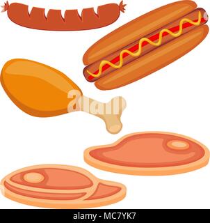 Bunte cartoon BBQ-Fleisch Stock Vektor