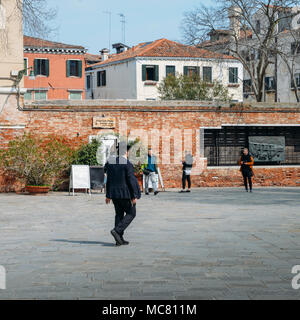 Venedig, Italien - 28. März 2018: Hauptplatz im Jüdischen Ghetto von Venedig Stockfoto