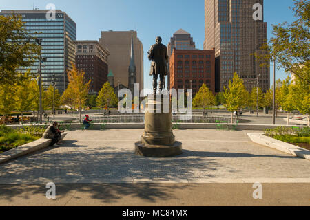 Moses Cleaveland statue öffentlichen Platz Cleveland, Ohio Stockfoto